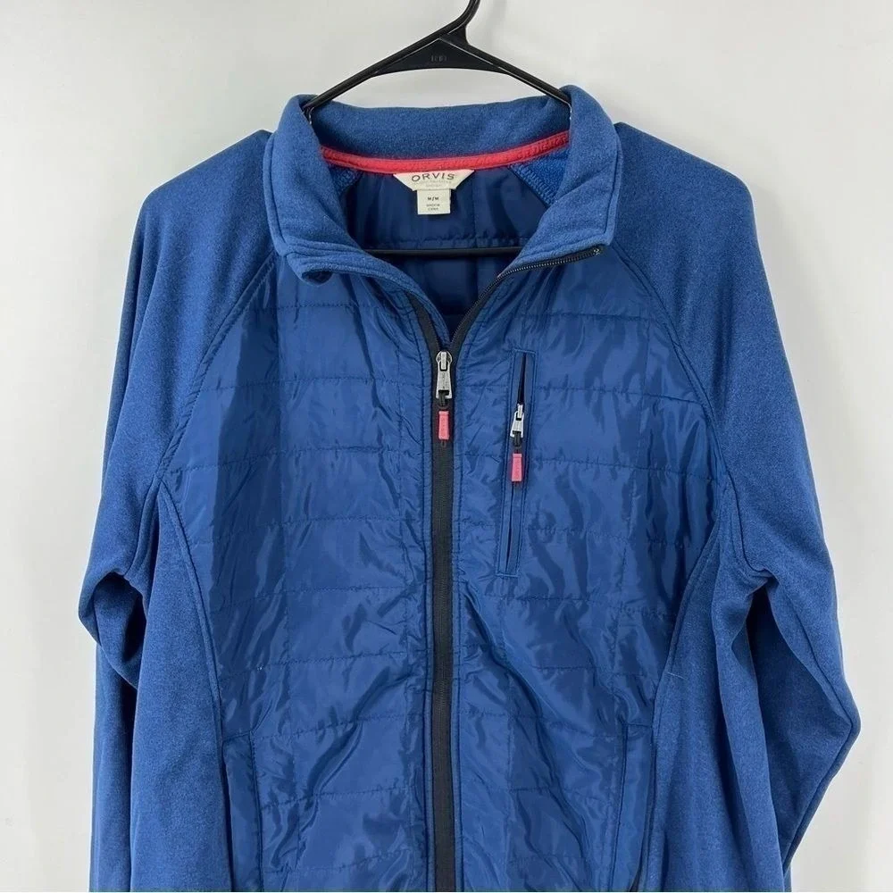 Orvis Medium Blue on Blue Quilted Long‎ Sleeve Full Zip lightweight jacket